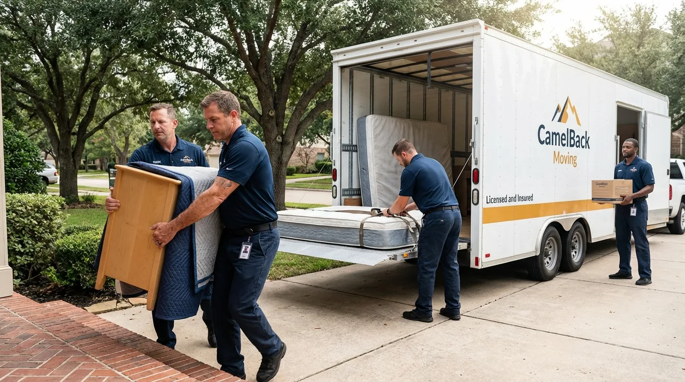 Crew loading residential truck for cross-state move from West Hurley, NY